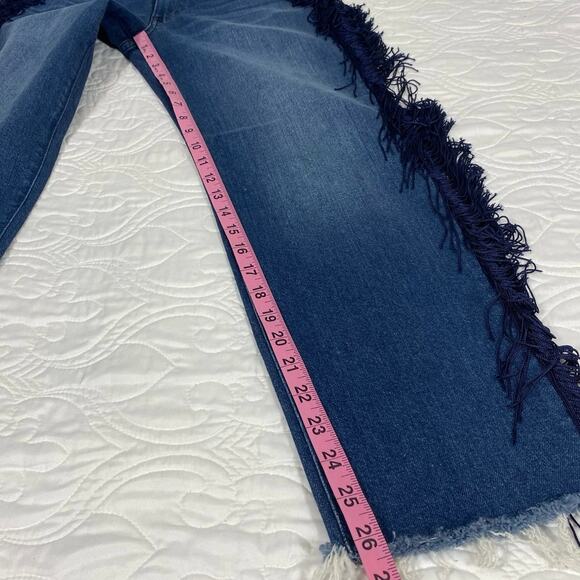 3X1 Higher Ground Crop Spanish Fringe Blue Jeans Western Country Size 25 - Picture 8 of 8